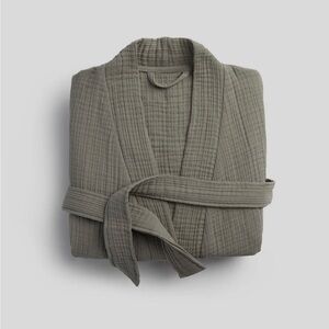 Parachute Unisex Belted Cloud Cotton Robe Waffle Knit Open Front  Moss Size M